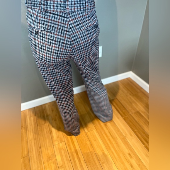 90s vintage mens pant gray/ blue/ black/ rust/ hounds tooth pattern - Picture 3 of 9